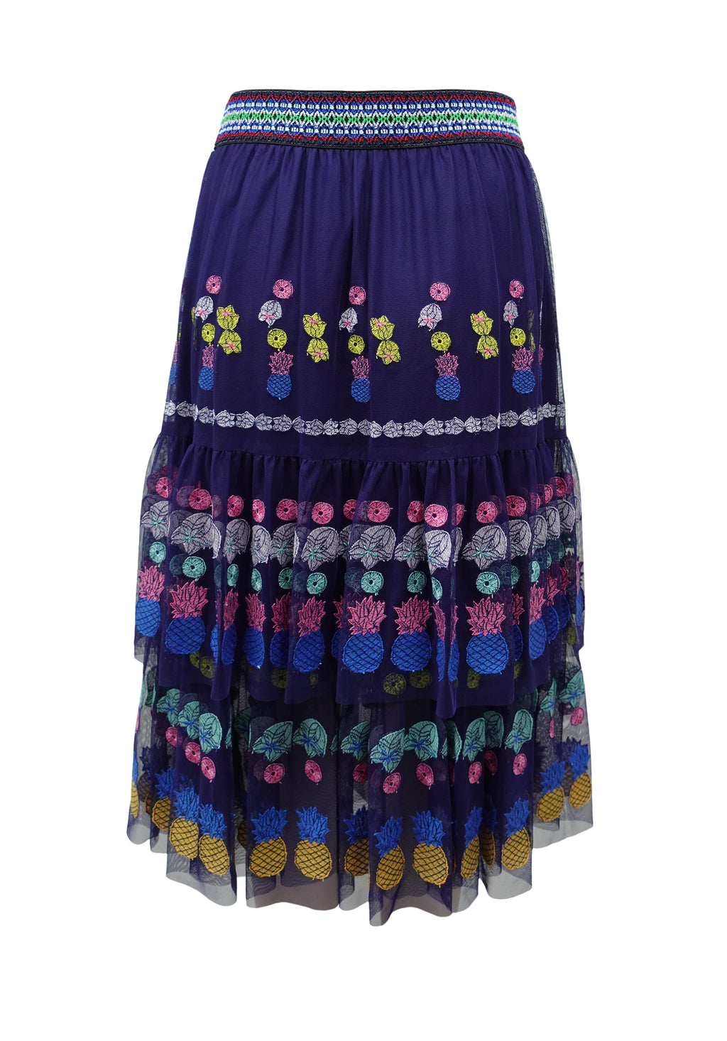 FRUIT ELEMENTS EMB ON RIGID NETTING LAYERED SKIRT