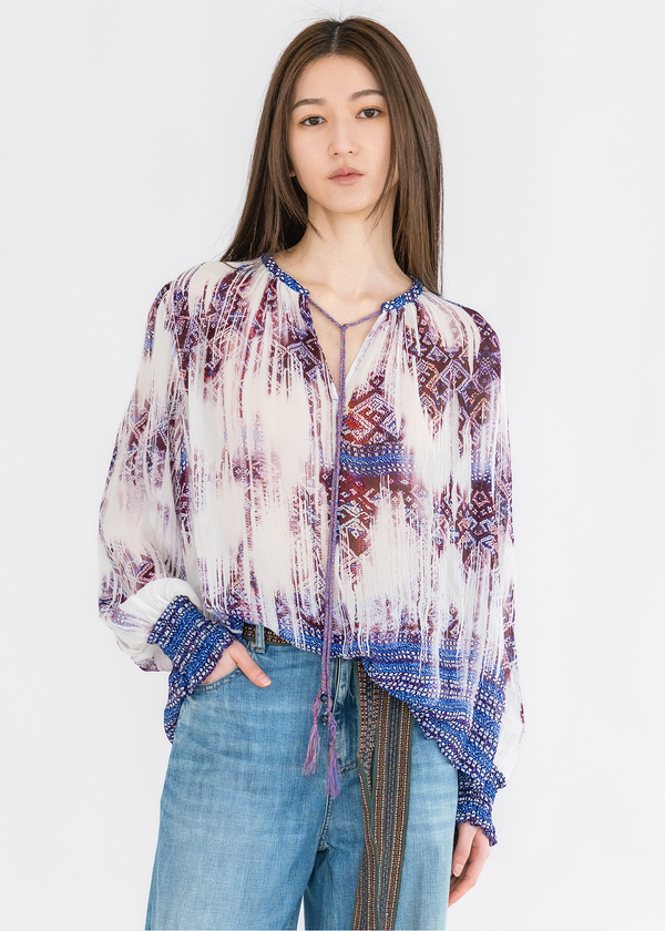 WASHED OUT LI BROCADE PRINT BLOUSE