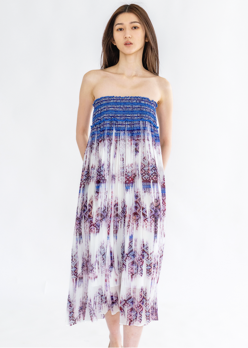 WASHED OUT LI BROCADE PRINT LONG SKIRT